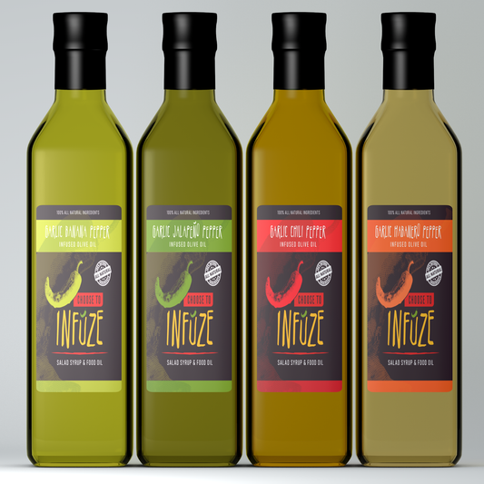 Paquet de 4 huiles d'olive infusées mélangées de 150 ml (5 oz) chacune